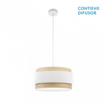 Distribuidor - Lâmpadas Diversas | Colgantes Moderno | COLGANTE KANDY 2XE27 NATURAL/BLANCO REGX50X50 CM Ref: 174295001
